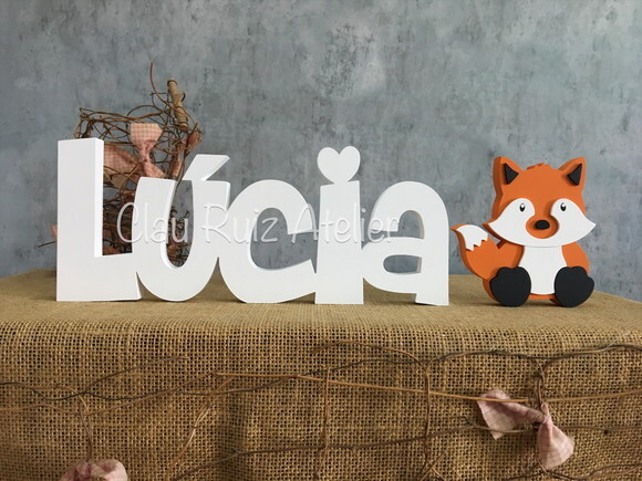 Letras Decorativas - nome em MDF + Raposa