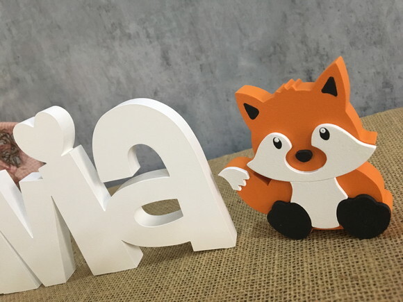 Letras Decorativas - nome em MDF + Raposa