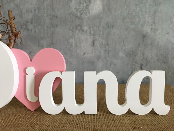 Letras Decorativas - Nomes - Coração Laço de Resina