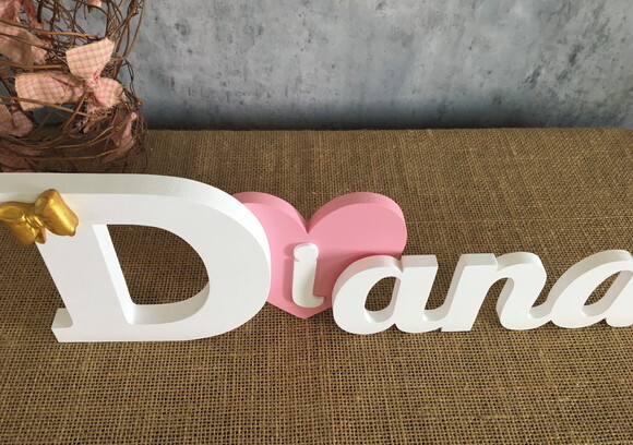 Letras Decorativas - Nomes - Coração Laço de Resina