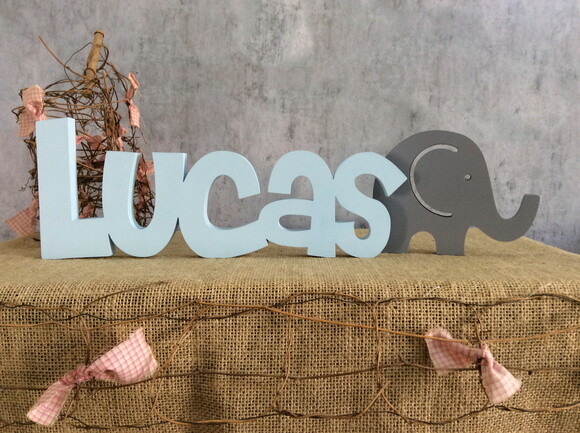 Letras Decorativas De MDF + Elefantinho