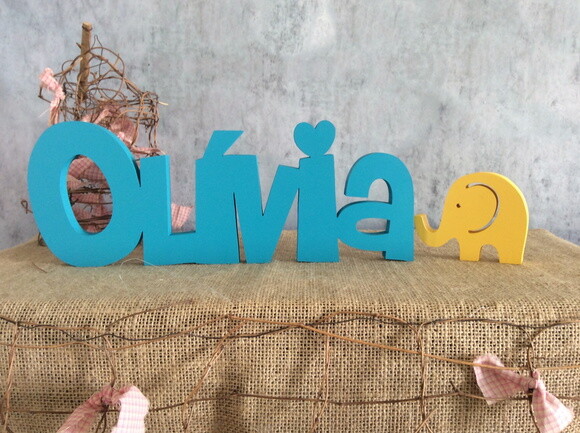 Letras Decorativas De MDF + Elefantinho