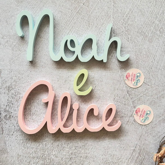 Letras Decorativas em mdf Chá Revelação Linha Cursiva