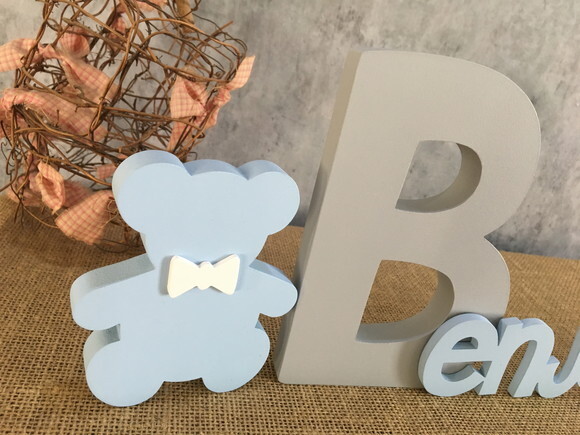 Letras Decorativas em MDF PERSONALIZADO 18cm + URSO