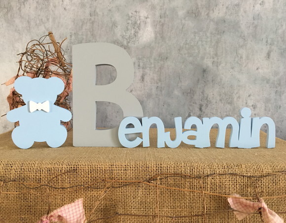 Letras Decorativas em MDF PERSONALIZADO 18cm + URSO