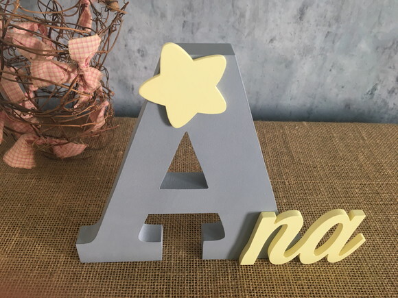 Letras Decorativas em MDF PERSONALIZADO 18cm ESTRELA