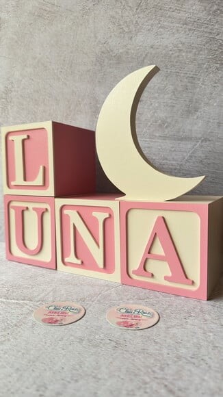 Lua de Mesa + Cubos de mdf -decoração Bebê