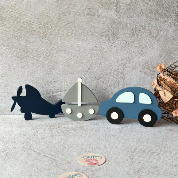 Meios de Transporte + Nomes em Cubo - Decoração Bebê