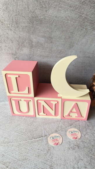 Lua de Mesa + Cubos de mdf -decoração Bebê