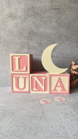 Lua de Mesa + Cubos de mdf -decoração Bebê
