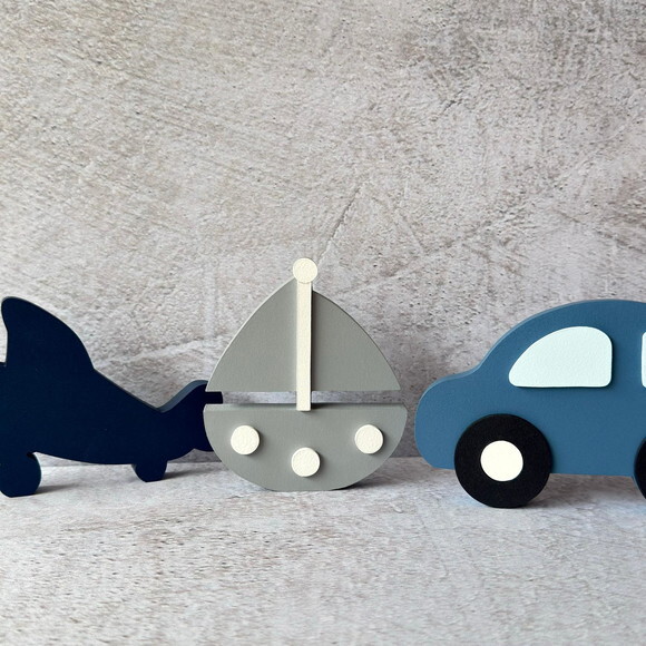Meios de Transporte + Nomes em Cubo - Decoração Bebê