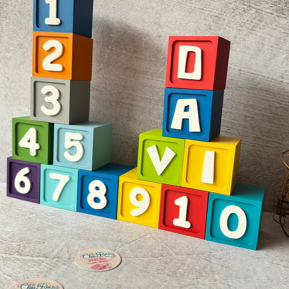 Mesversário Cubos 6x6cm- Decoração Bebê