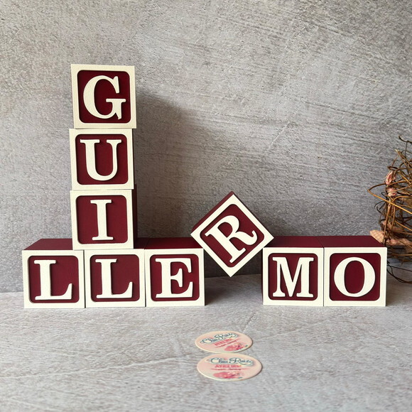 Nome com Moldura Cubos 6x6 Decoração Bebê e Criança