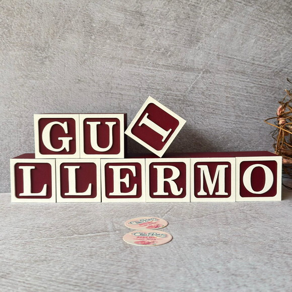 Nome com Moldura Cubos 6x6 Decoração Bebê e Criança
