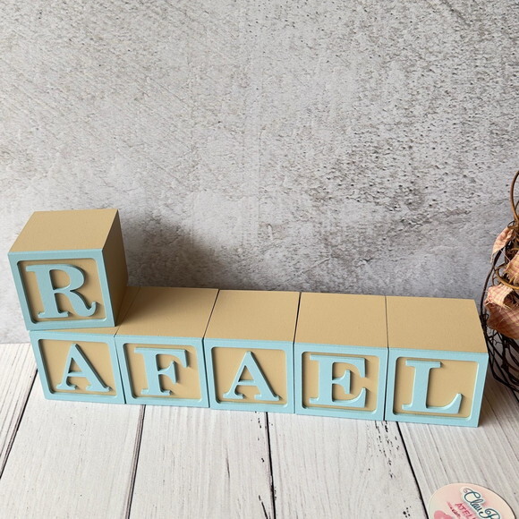 Nome com Moldura Cubos 6x6 Decoração Bebê e Criança