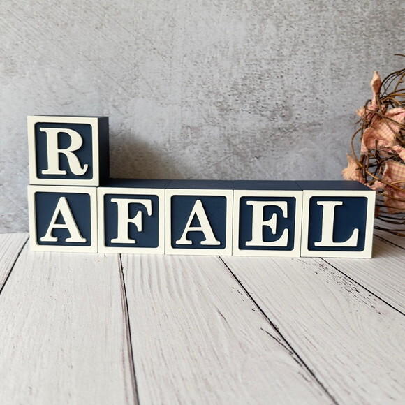 Nome com Moldura Cubos 6x6 Decoração Bebê e Criança