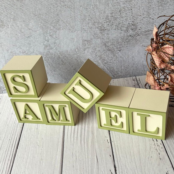 Nome com Moldura Cubos 6x6 Decoração Bebê e Criança