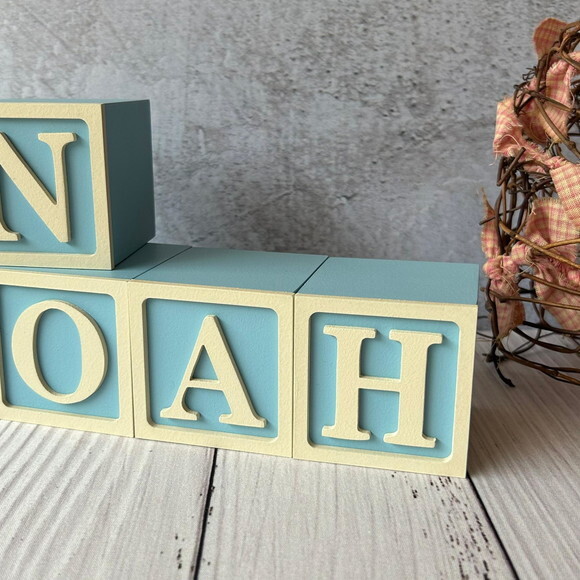 Nome com Moldura Cubos 6x6 Decoração Bebê e Criança