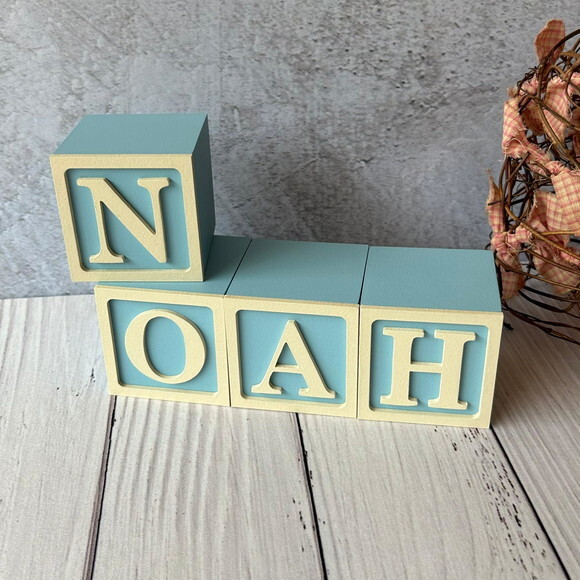 Nome com Moldura Cubos 6x6 Decoração Bebê e Criança