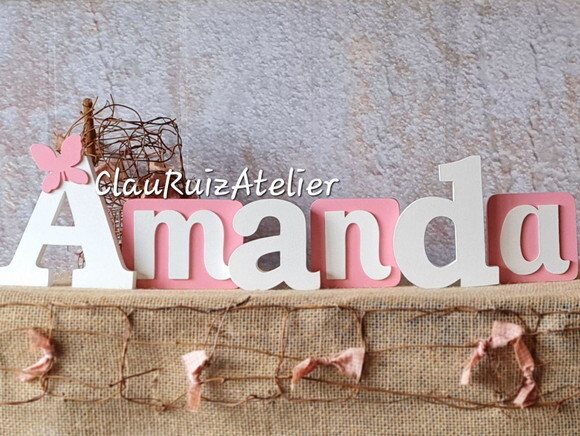 Nomes De MDF em Blocos Com Borboleta