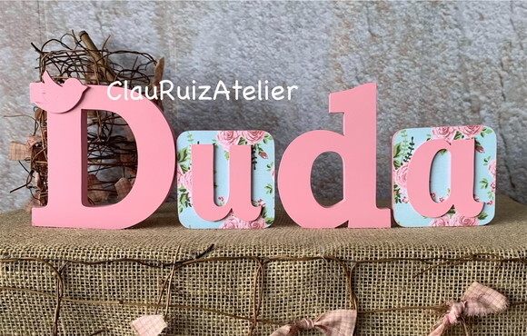 Nomes De Mdf Em Blocos Com Borboleta E Tecido