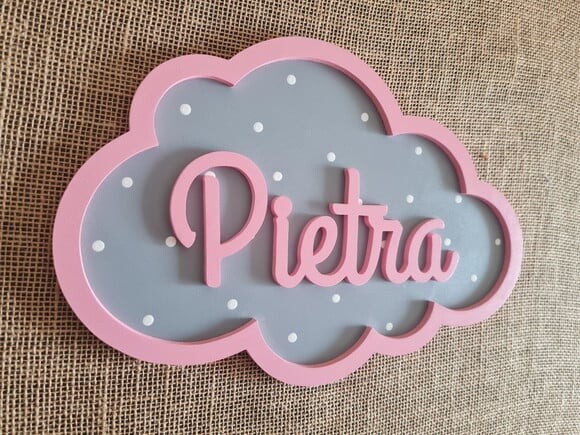PORTA DE MATERNIDADE NUVEM COM NOME