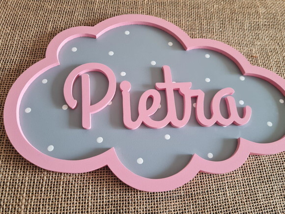 PORTA DE MATERNIDADE NUVEM COM NOME