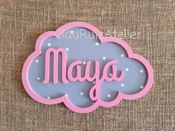 PORTA DE MATERNIDADE NUVEM COM NOME