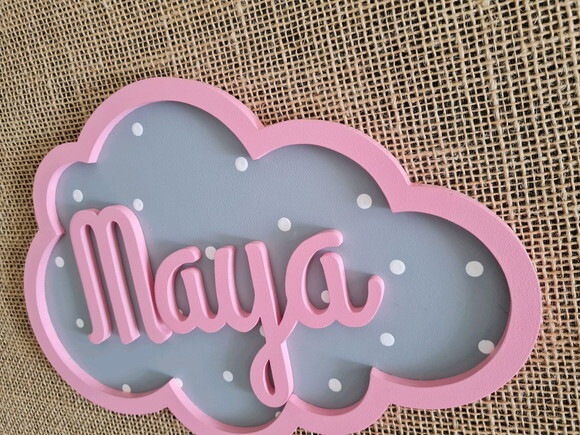 PORTA DE MATERNIDADE NUVEM COM NOME