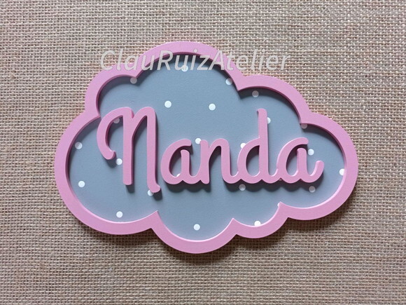 PORTA DE MATERNIDADE NUVEM COM NOME