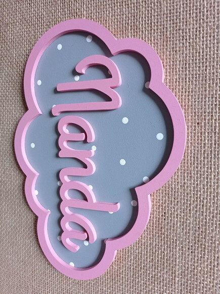 PORTA DE MATERNIDADE NUVEM COM NOME