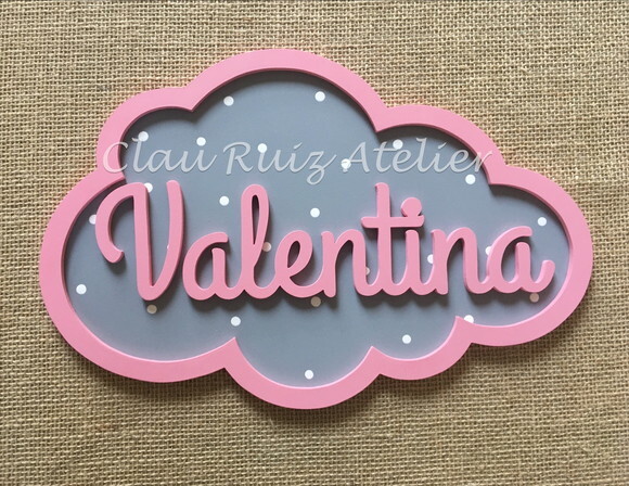 PORTA DE MATERNIDADE NUVEM COM NOME