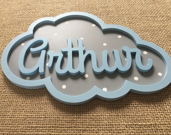 PORTA DE MATERNIDADE NUVEM COM NOME