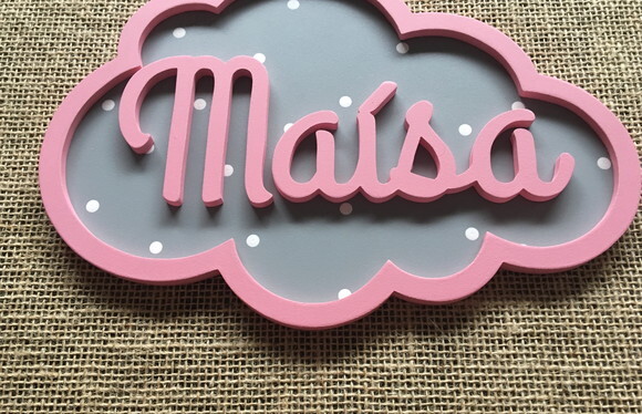 PORTA DE MATERNIDADE NUVEM COM NOME