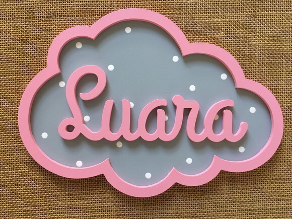 PORTA DE MATERNIDADE NUVEM COM NOME