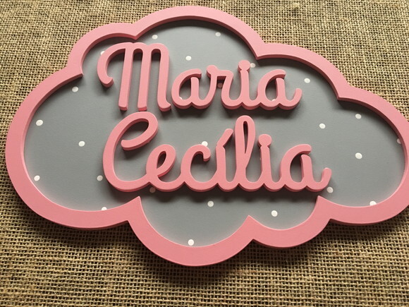 PORTA DE MATERNIDADE NUVEM COM NOME