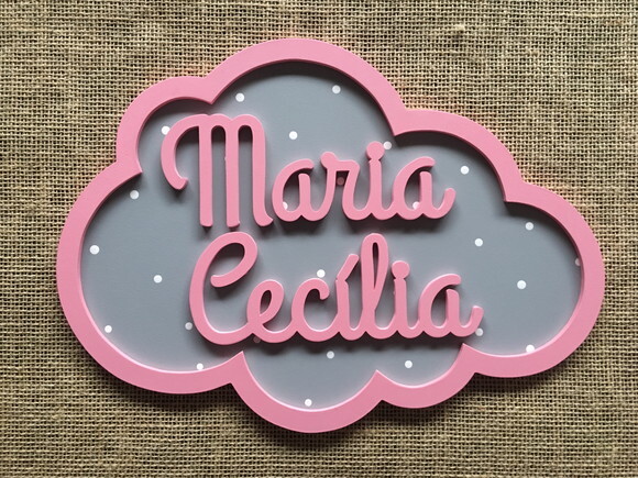 PORTA DE MATERNIDADE NUVEM COM NOME