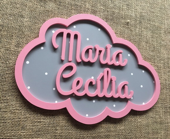 PORTA DE MATERNIDADE NUVEM COM NOME