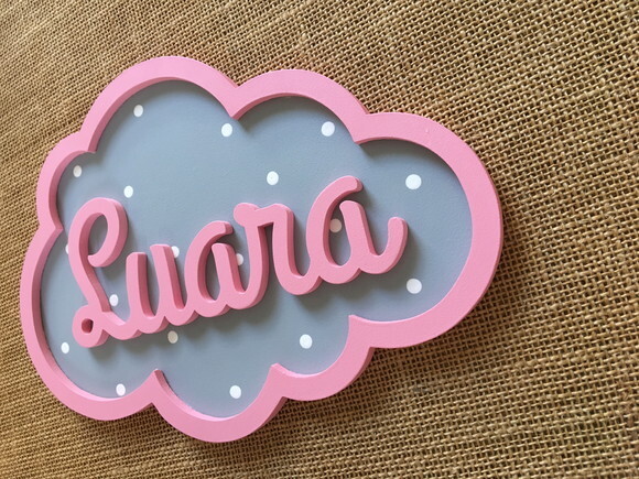 PORTA DE MATERNIDADE NUVEM COM NOME