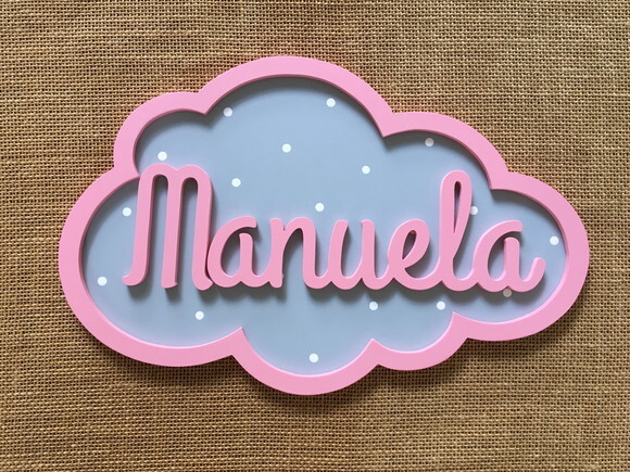 PORTA DE MATERNIDADE NUVEM COM NOME