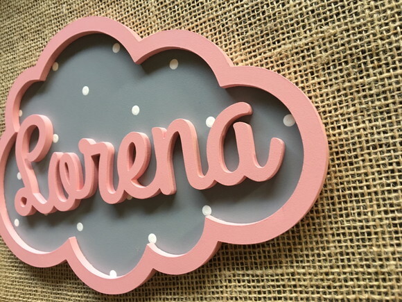 PORTA DE MATERNIDADE NUVEM COM NOME