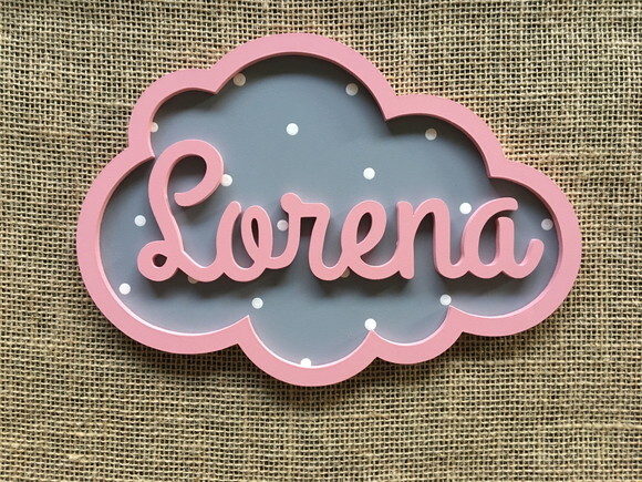 PORTA DE MATERNIDADE NUVEM COM NOME