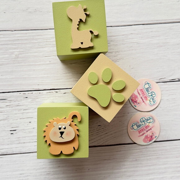 Safari Bichos Cubos 6x6cm - Decoração Bebê