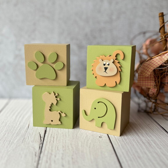 Safari Bichos Cubos 6x6cm - Decoração Bebê