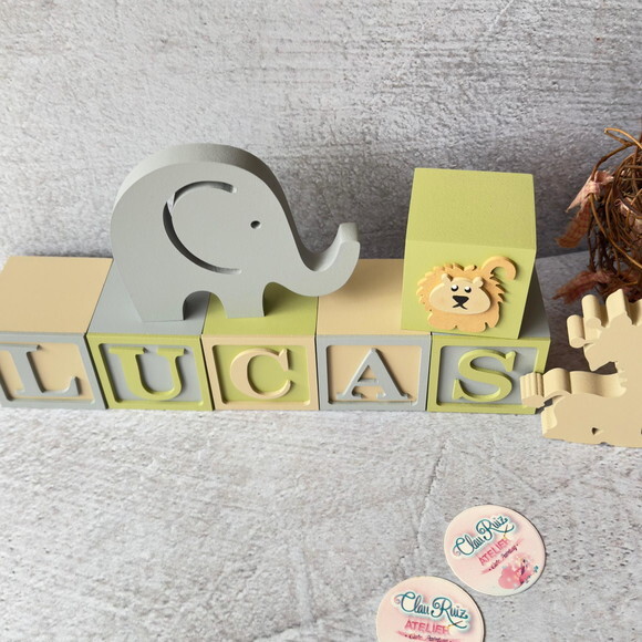 Safari Cubos 6x6cm + Bichinhos Decoração Bebê