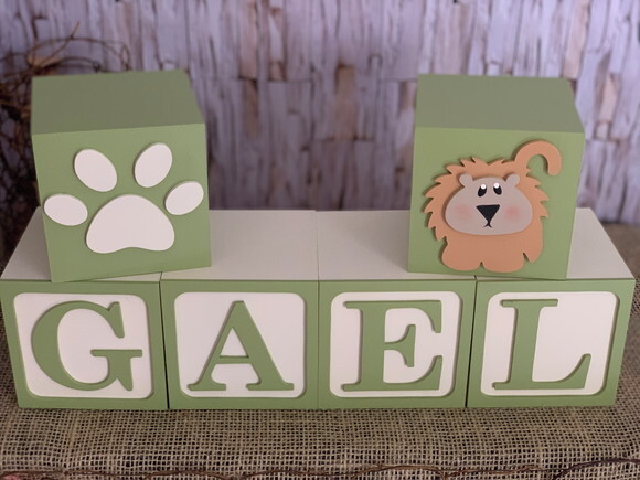 Tema Safari Cubos Personalizados em MDF para Qarto de Bebê 10x10