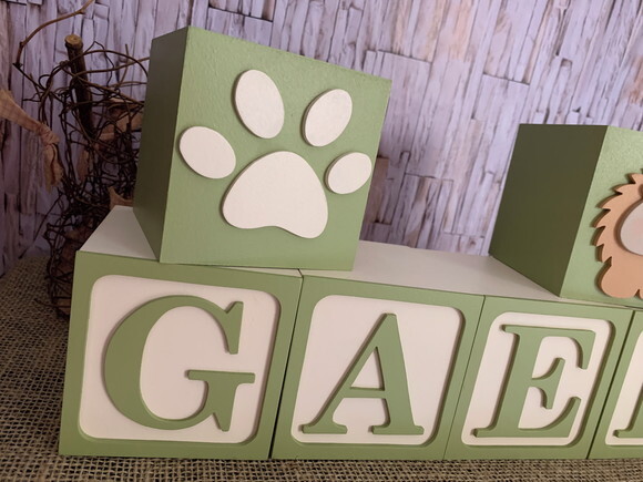 Tema Safari Cubos Personalizados em MDF para Qarto de Bebê 10x10