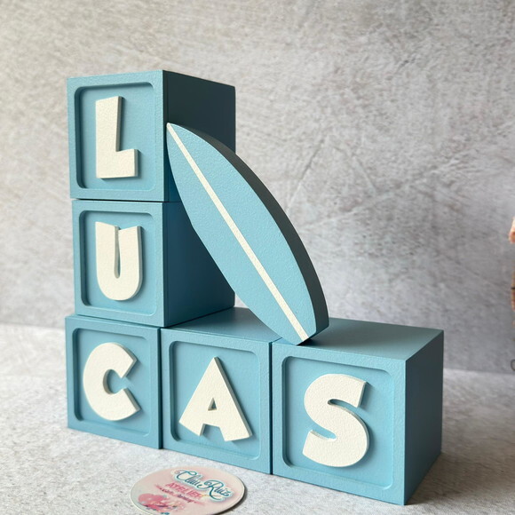 Surf - Decoração Bebê - Cubos 6x6cm + Prancha