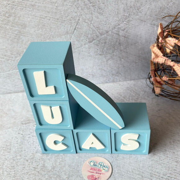 Surf - Decoração Bebê - Cubos 6x6cm + Prancha