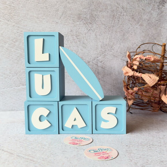 Surf - Decoração Bebê - Cubos 6x6cm + Prancha